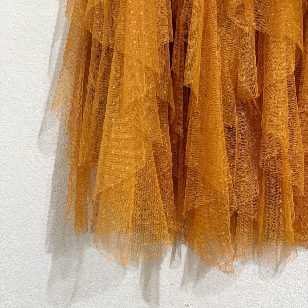 Anthropologie The Cheri Ruffled Tulle‎ Midi Skirt in Orange - Picture 6 of 8
